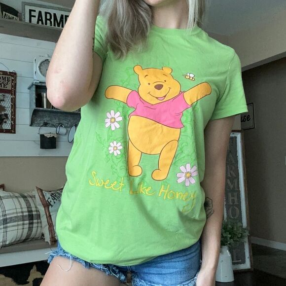 Disney Winnie the Pooh Y2K Sweet Like Honey Graphic T Shirt Dress - Picture 1 of 8